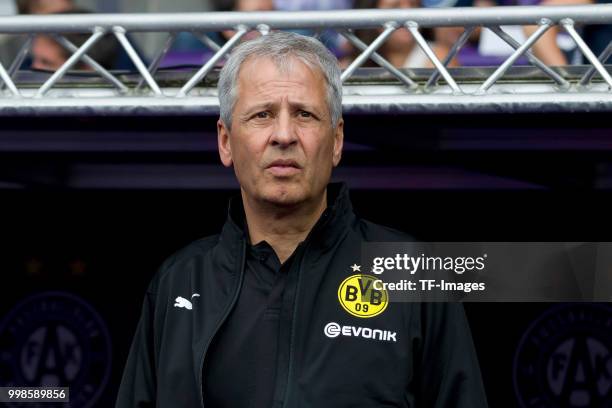 Head coach Lucien Favre of Borussia Dortmund looks on during the friendly match between Austria Wien and Borussia Dortmund at Generali Arena on July...