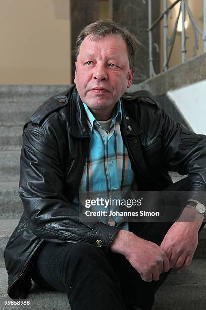 Andreas Kaplan, former driver of spectacularly assassinated fashion designer Rudolf Moshammer poses during a photocall at Munich police departement...