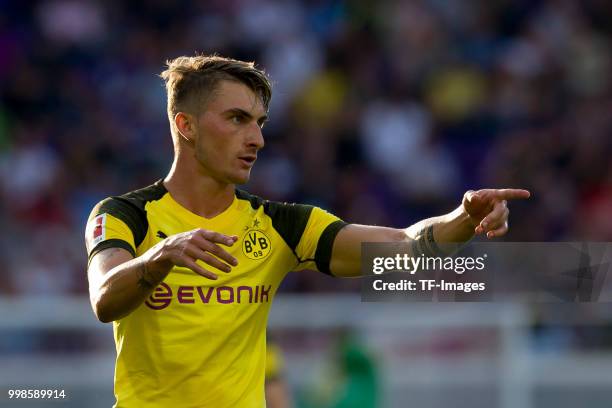 Maximilian Philipp of Borussia Dortmund gestures during the friendly match between Austria Wien and Borussia Dortmund at Generali Arena on July 13,...