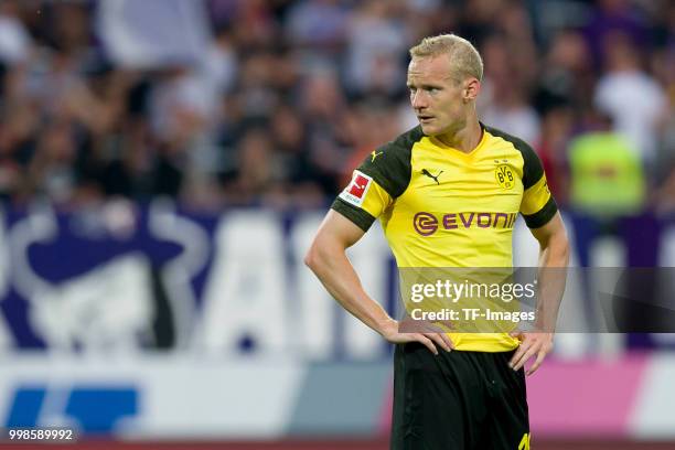 Sebastian Rode of Borussia Dortmund looks on during the friendly match between Austria Wien and Borussia Dortmund at Generali Arena on July 13, 2018...
