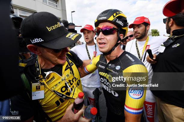 Arrival / Dylan Groenewegen of The Netherlands and Team LottoNL - Jumbo / Celebration / during the 105th Tour de France 2018, Stage 8 a 181km stage...