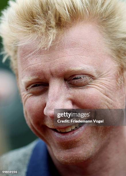 Boris Becker looks on during day three of the ARAG World Team Cup at the Rochusclub on May 18, 2010 in Duesseldorf, Germany.