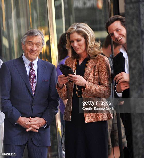 Robert De Niro and Bradley Cooper work on location for "The Dark Fields" on May 6, 2010 in Philadelphia, Pennsylvania.