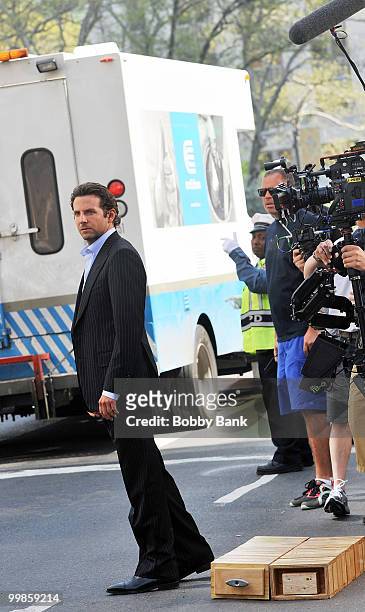 Bradley Cooper on location for "Dark Fields" on April 8, 2010 in New York City.