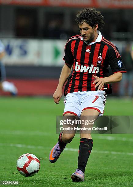 Alexandre Pato of AC Milan in action during the Serie A match between AC Milan and Juventus FC at Stadio Giuseppe Meazza on May 15, 2010 in Milan,...