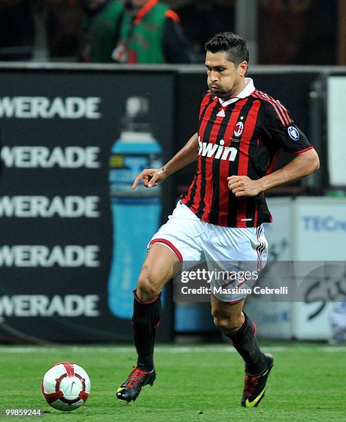 Marco Borriello of AC Milan in action during the Serie A match between AC Milan and Juventus FC at Stadio Giuseppe Meazza on May 15, 2010 in Milan,...