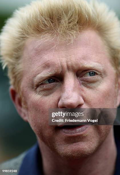 Boris Becker looks on during day three of the ARAG World Team Cup at the Rochusclub on May 18, 2010 in Duesseldorf, Germany.