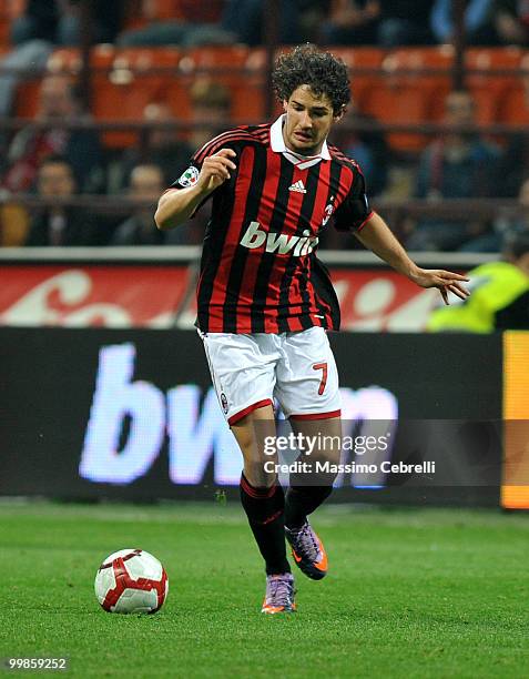 Alexandre Pato of AC Milan in action during the Serie A match between AC Milan and Juventus FC at Stadio Giuseppe Meazza on May 15, 2010 in Milan,...
