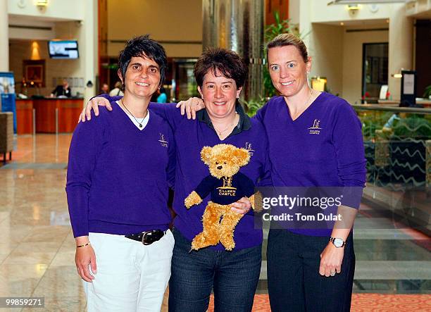 Alison Nicholas the 2011 European Solheim Cup Captain poses with her two newly appointed vice-captains Joanne Morley and Annika Sorenstam at Gatwick...