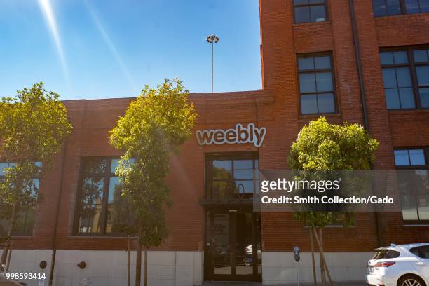 Facade at headquarters of website company Weebly, San Francisco, California, July 11, 2018.