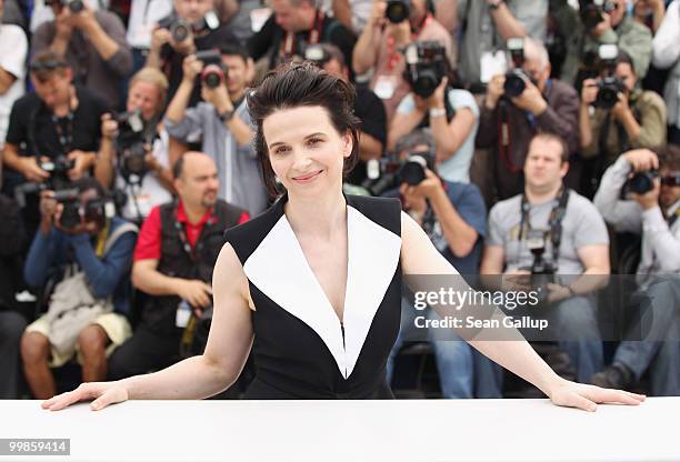 Actress Juliette Binoche attends the "Certified Copy" Photocall at the Palais des Festivals during the 63rd Annual Cannes Film Festival on May 18,...