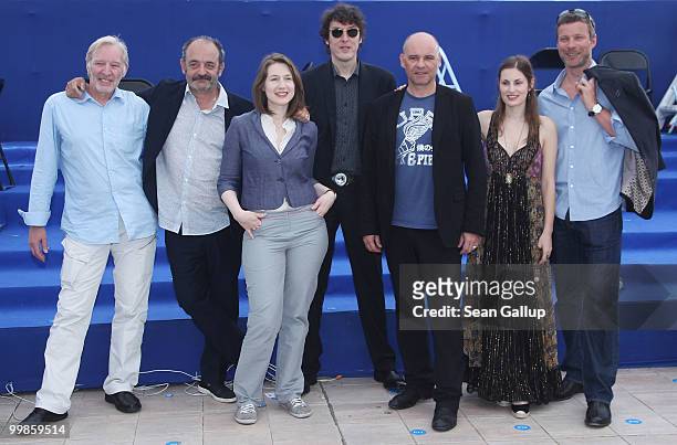Louis Chedid, Flavia Coste, Etienne Labroue, Christophe Lioud, Esther Comar and Pierre Stine attend the "2010 Cannes Talent" Photocall at the Palais...