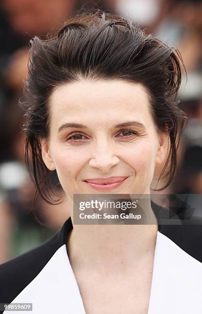 Actress Juliette Binoche attends the "Certified Copy" Photocall at the Palais des Festivals during the 63rd Annual Cannes Film Festival on May 18,...