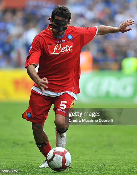 Michele Pazienza of SSC Napoli in action during the Serie A match between UC Sampdoria and SSC Napoli at Stadio Luigi Ferraris on May 16, 2010 in...