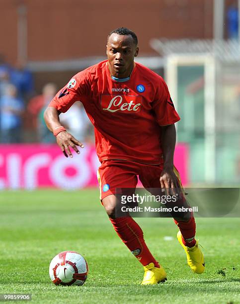 Zuniga of SSC Napoli in action during the Serie A match between UC Sampdoria and SSC Napoli at Stadio Luigi Ferraris on May 16, 2010 in Genoa, Italy.
