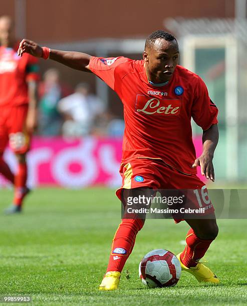 Zuniga of SSC Napoli in action during the Serie A match between UC Sampdoria and SSC Napoli at Stadio Luigi Ferraris on May 16, 2010 in Genoa, Italy.