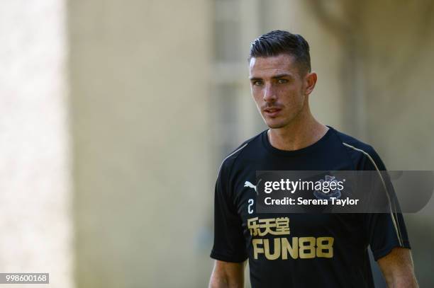 Ciaran Clark during the Newcastle United Training session at Carton House on July 14 in Kildare, Ireland.