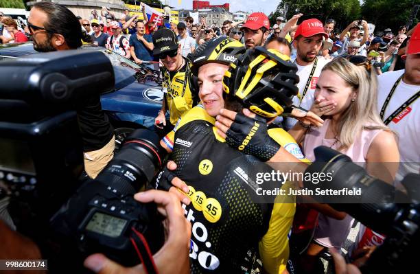 Arrival / Dylan Groenewegen of The Netherlands and Team LottoNL - Jumbo / Nine Storms of The Netherlands Girlfriend / Celebration / during the 105th...