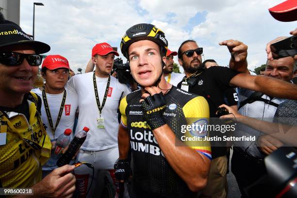 Arrival / Dylan Groenewegen of The Netherlands and Team LottoNL - Jumbo / Celebration / during the 105th Tour de France 2018, Stage 8 a 181km stage...