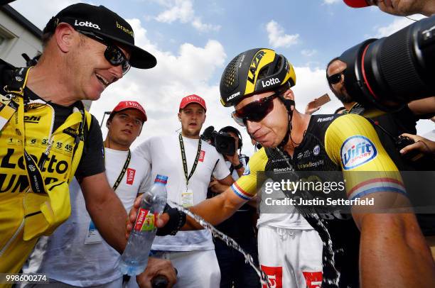 Arrival / Dylan Groenewegen of The Netherlands and Team LottoNL - Jumbo / Celebration / during the 105th Tour de France 2018, Stage 8 a 181km stage...