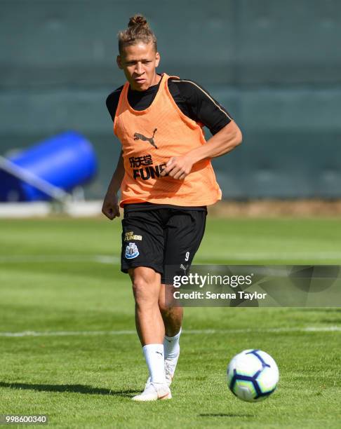 Dwight Gayle passes the ball during the Newcastle United Training session at Carton House on July 14 in Kildare, Ireland.