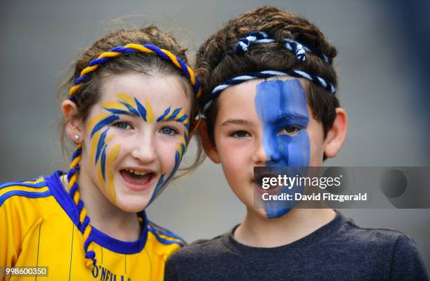 Dublin , Ireland - 14 July 2018; Roscommon supporters Leah Flynn, age 9, and Caolan O'Kelligh, age 7, prior to the GAA Football All-Ireland Senior...