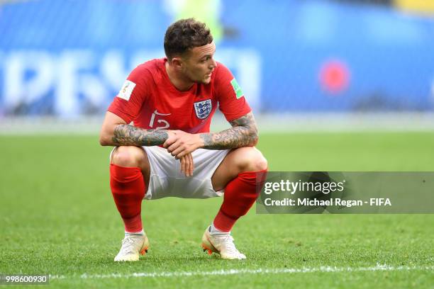 Kieran Trippier of England looks dejected following his sides defeat in the 2018 FIFA World Cup Russia 3rd Place Playoff match between Belgium and...