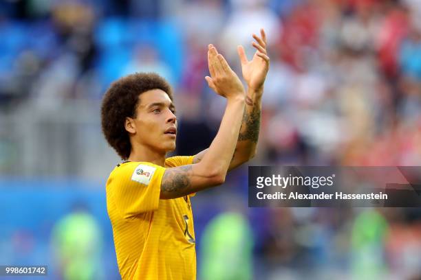Axel Witsel of Belgium applauds fans after the 2018 FIFA World Cup Russia 3rd Place Playoff match between Belgium and England at Saint Petersburg...