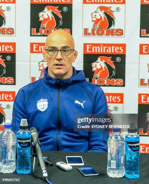 Coach John Mitchell of the Bulls during the Super Rugby match between Emirates Lions and Vodacom Bulls at Emirates Airline Park on July 14, 2018 in...