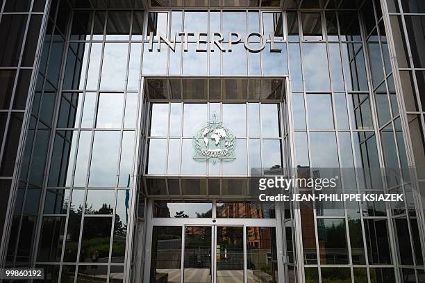 Picture taken on May 6, 2010 shows the entrance of the world largest international police organization Interpol headquarters in Lyon, eastern France....