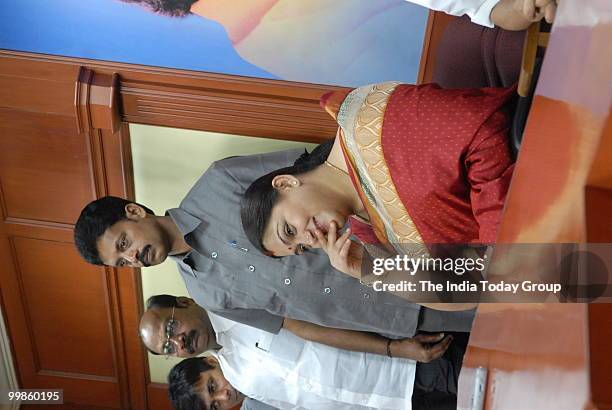 Tamil actor Khushboo joins the DMK in Chennai on Friday, May 14, 2010.