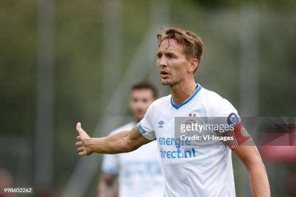 Luuk de Jong of PSV during the Friendly match between Neuchatel Xamax and PSV Eindhoven at Stade St-Marc on Juli 14, 2018 in Le Chable, Zwitserland