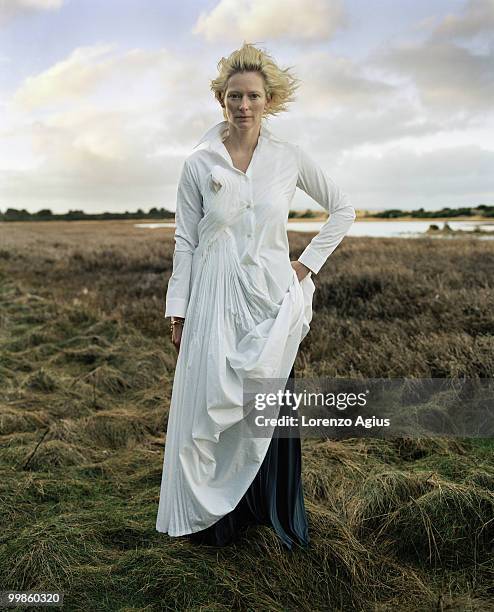 PImage UNITED KINGDOM Actress Tilda Swinton poses for a photoshoot on February 1, 2005 in the United Kingdom.