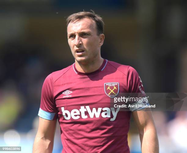 Mark Noble of West Ham United in action during the pre season friendly between Wycombe Wanderers and West Ham United at Adams Park on July 14, 2018...