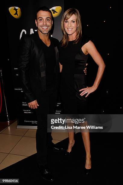 Carmello Pizzoni and Kylie Gillies arrive for the opening night of the musical CATS at the Lyric Theatre, Star City on May 18, 2010 in Sydney,...