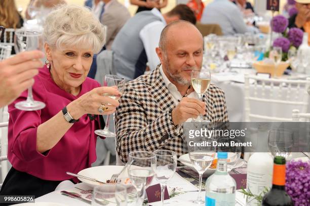 Anita Dobson and Sergio Momo attend the Xerjoff Royal Charity Polo Cup 2018 on July 14, 2018 in Newbury, England.
