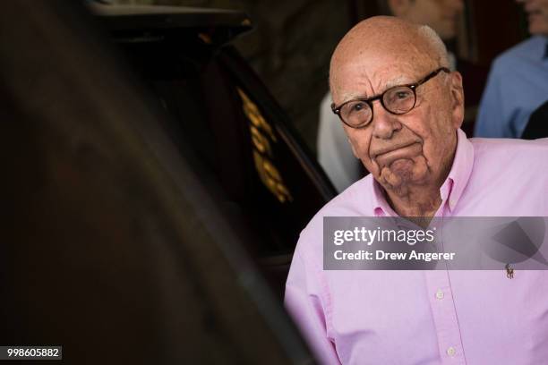 Rupert Murdoch, chairman of News Corp and co-chairman of 21st Century Fox, arrives at the Sun Valley Resort of the annual Allen & Company Sun Valley...