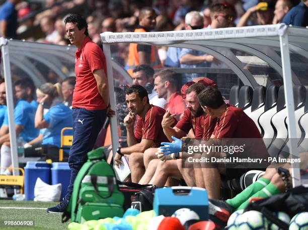 Arsenal manager Unai Emery during the pre-season match at Meadow Park, Boreham Wood.