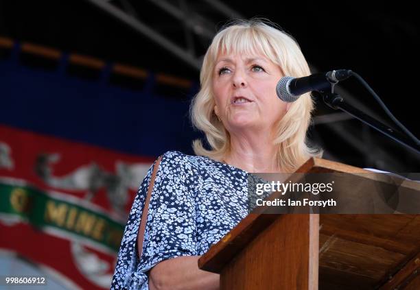 Labour General Secretary Jennie Formby gives a speech during the 134th Durham Miners' Gala on July 14, 2018 in Durham, England. Over two decades...