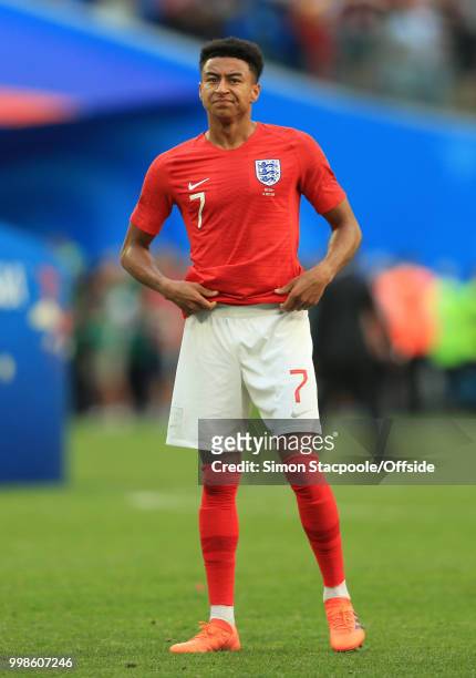 Jesse Lingard of England gestures during the 2018 FIFA World Cup Russia 3rd Place Playoff match between Belgium and England at Saint Petersburg...