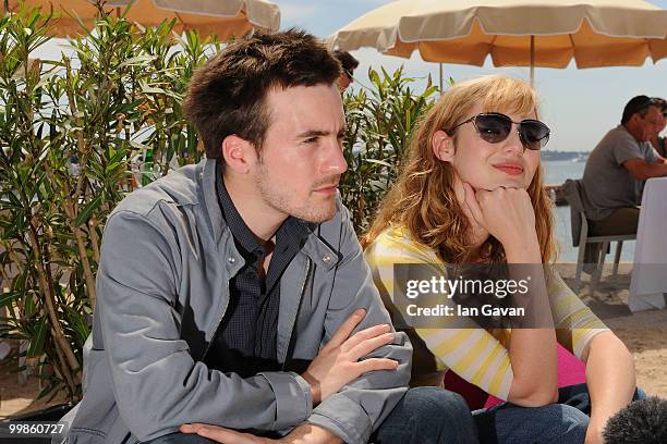Actor Gregoire Leprince-Ringuet and actress Louise Bourgoin are interviewed during the "Black Heaven" Portrait Session at the 63rd Annual Cannes Film...