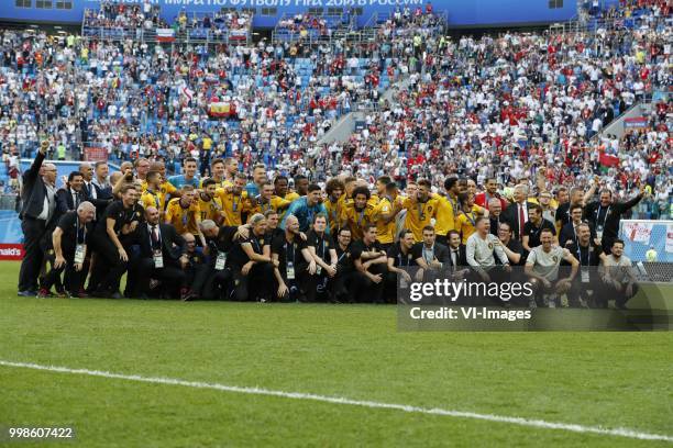 Belgium goalkeeper Thibaut Courtois , Toby Alderweireld of Belgium, Thomas Vermaelen of Belgium, Vincent Kompany of Belgium, Jan Vertonghen of...