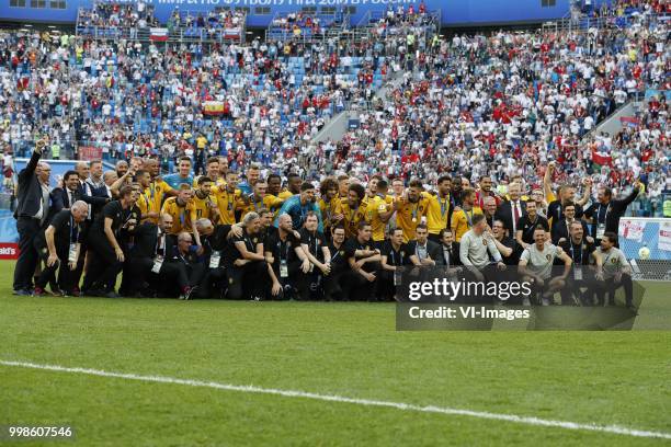 Belgium goalkeeper Thibaut Courtois , Toby Alderweireld of Belgium, Thomas Vermaelen of Belgium, Vincent Kompany of Belgium, Jan Vertonghen of...