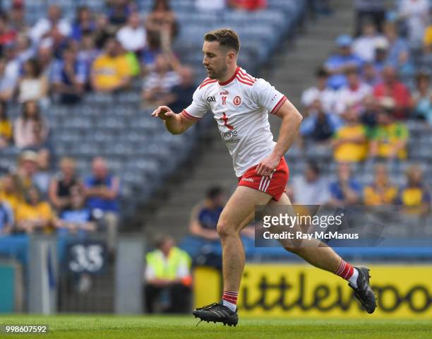 Dublin , Ireland - 14 July 2018; Niall Sludden of Tyrone celebrates scoring a goal in the 12th minute of the GAA Football All-Ireland Senior...