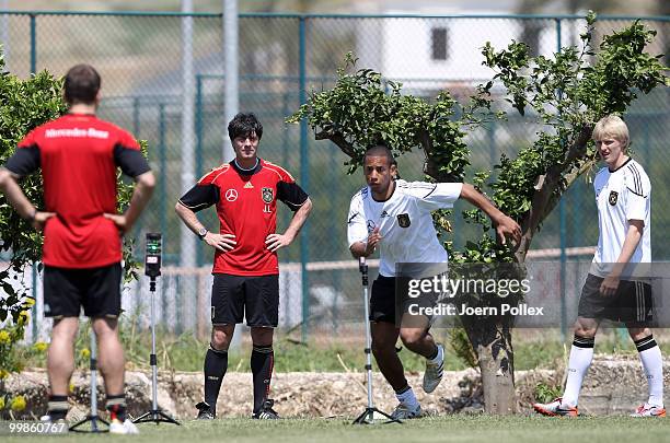 Dennis Aogo of Germany is running during the German National Team training session at Verdura Golf and Spa Resort on May 18, 2010 in Sciacca, Italy.