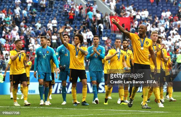 Belgium players show appreciation to the fans after the 2018 FIFA World Cup Russia 3rd Place Playoff match between Belgium and England at Saint...