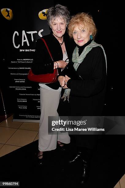 Maggie Dence and Diana Davidson arrive for the opening night of the musical CATS at the Lyric Theatre, Star City on May 18, 2010 in Sydney, Australia.