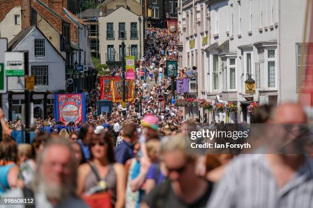 Thousands of people line the streets of Durham City during the 134th Durham Miners' Gala on July 14, 2018 in Durham, England. Over two decades after...