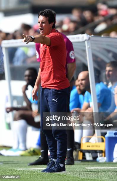 Arsenal manager Unai Emery during the pre-season match at Meadow Park, Boreham Wood.