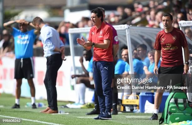 Arsenal manager Unai Emery during the pre-season match at Meadow Park, Boreham Wood.